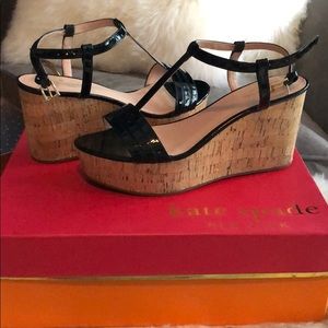 Kate Spade Tallin Wedge in Black Patent